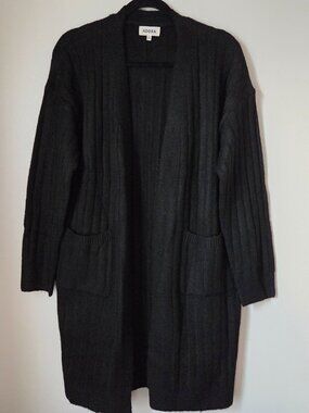 EUC LIKE NEW ADORA BLACK RIBBED SOFT OPEN LONG CARDIGAN SIZE M